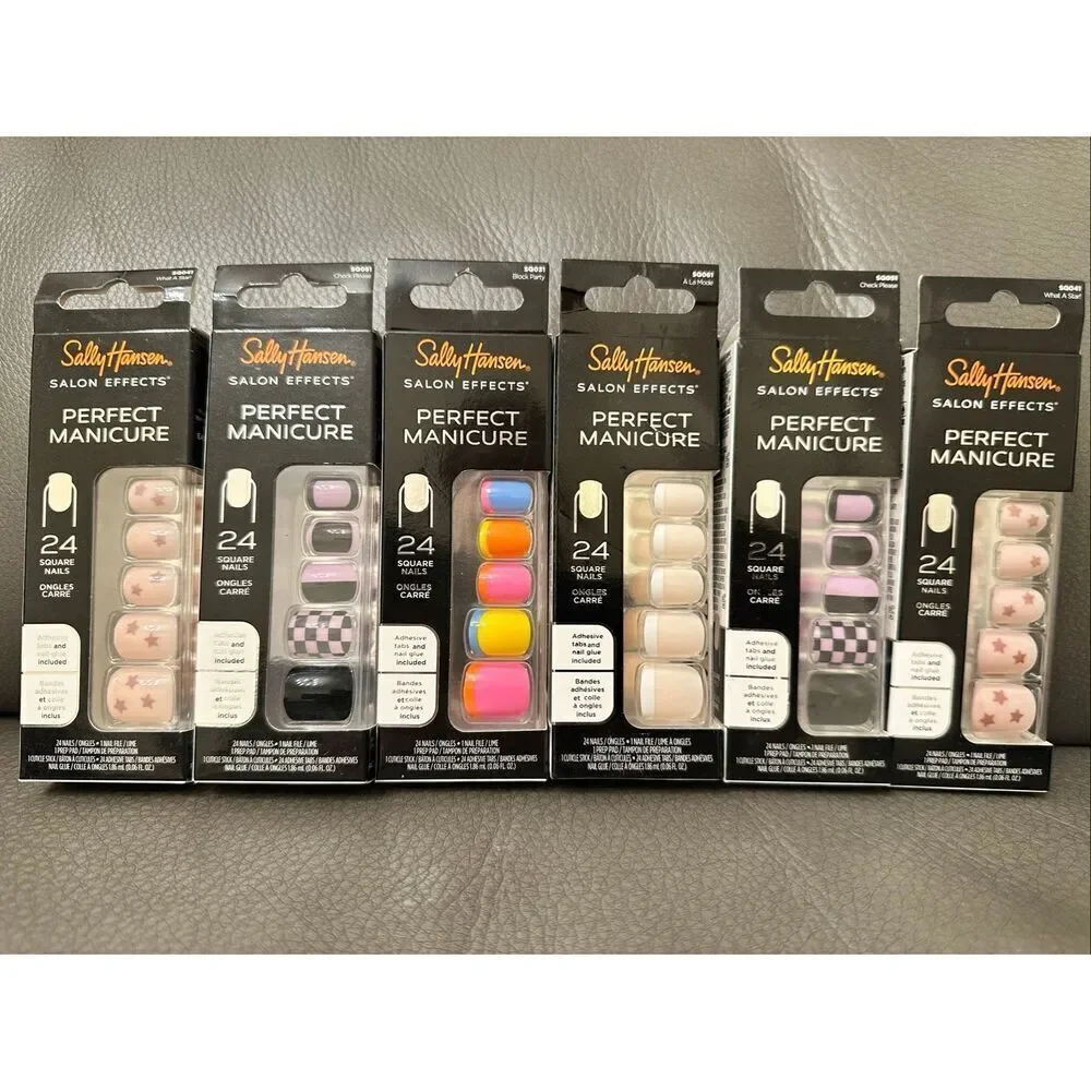 Sally Hansen Multi Patterns and French Tip Square Shape Nails New